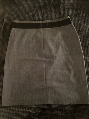 The Limited Gray Pencil Skirt with Black Waistband